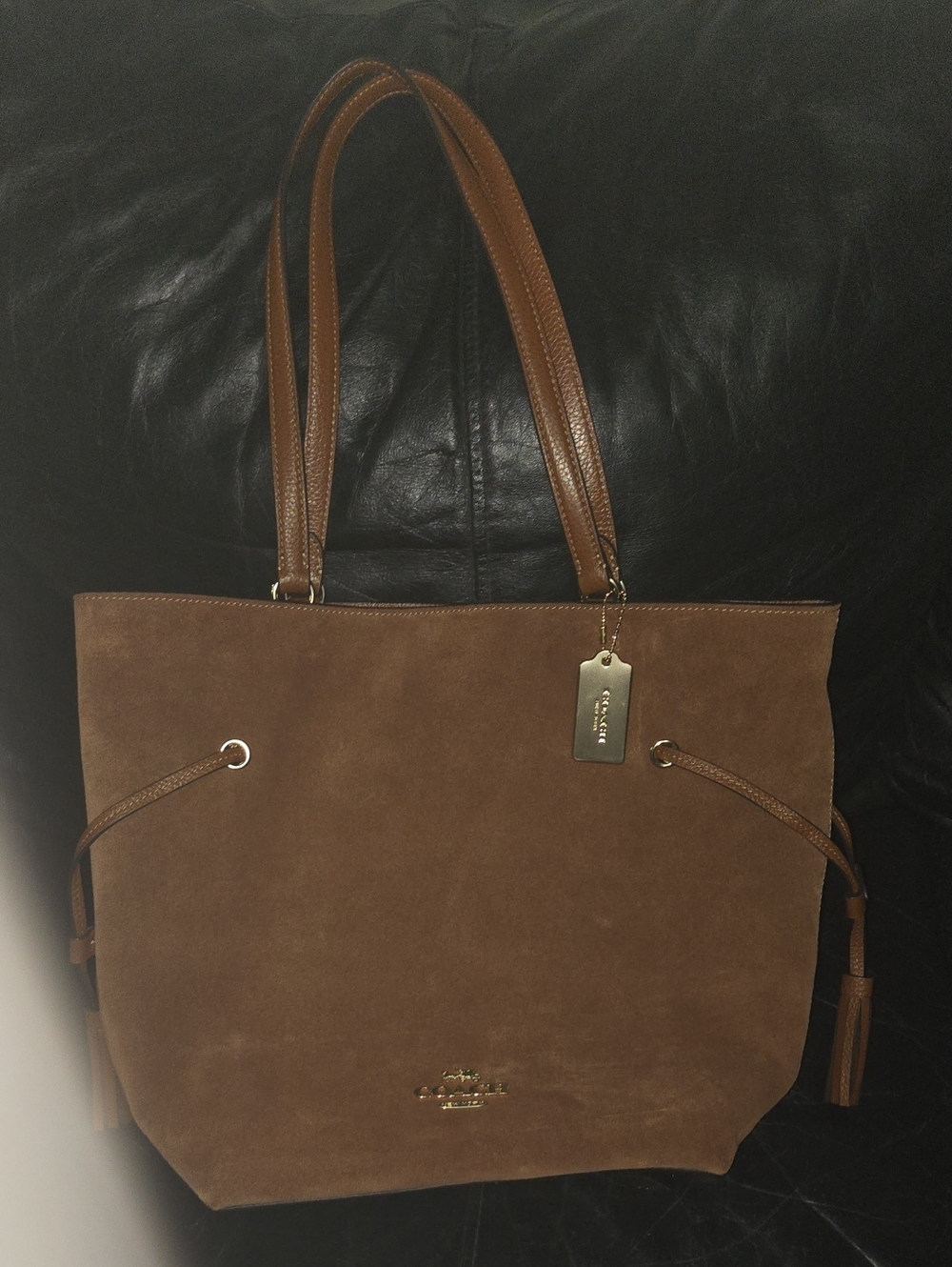 NWOT  Coach Women’s Brown Suede Tote Bag